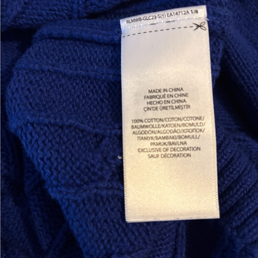 Ralph Lauren Men's Royal Blue Cable Knit Sweater XXL/TTG Preppy Warm Base Layer - Picture 6 of 8